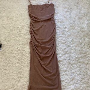 Windsor Brown Ruched Bodycon Midi Dress